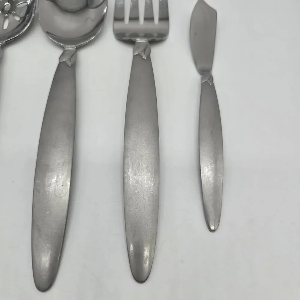 Pfaltzgraff Satin Laurel 5 PC Serving Utensils Sugar Spoon & Butter Knife 18/10